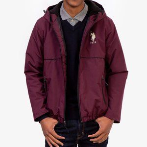 U.S. Polo Assn. Men's Zip Up Green Logo Windbreaker Hooded